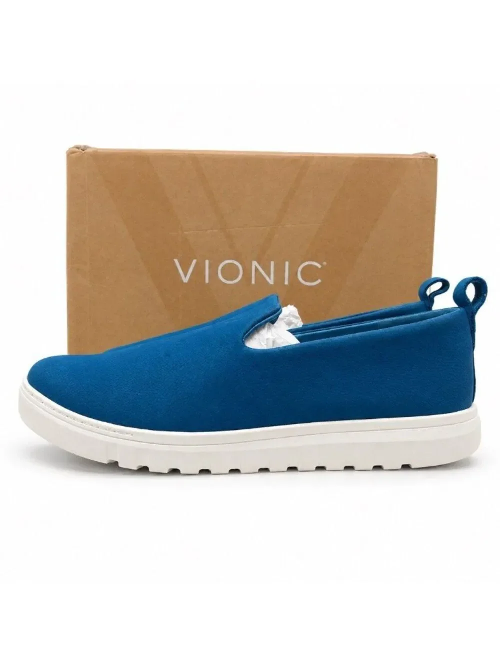 Vionic Uptown Willa Supportive Celestial Teal Nubuck Slip On Sneakers Womens 7